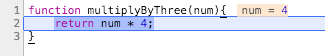 After calling multiplyByThree the values is 16 instead of the expected 12.