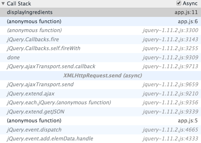 Async call stacks