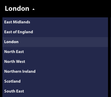 UK Region Dropdown